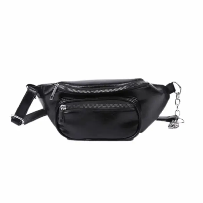 Sacs banane en PU, sac de poitrine en cuir PU de couleur unie pour femme, sac bandoulière grande cap