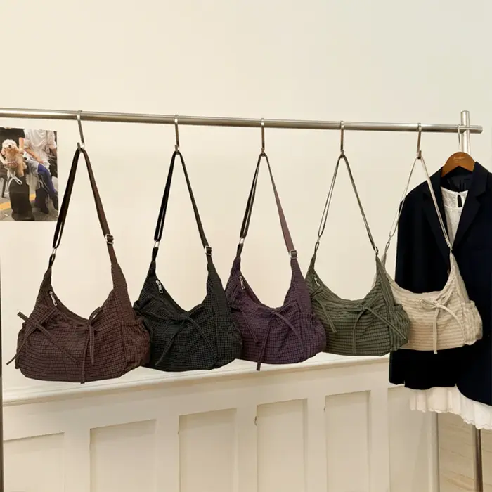 Sac à bandoulière simple à grille rétro de Style coréen