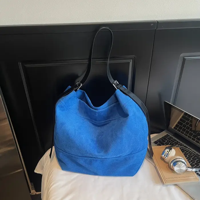 Sac fourre-tout à bandoulière décontracté pour femmes qualité daim couleur Pure grande capacité Shop