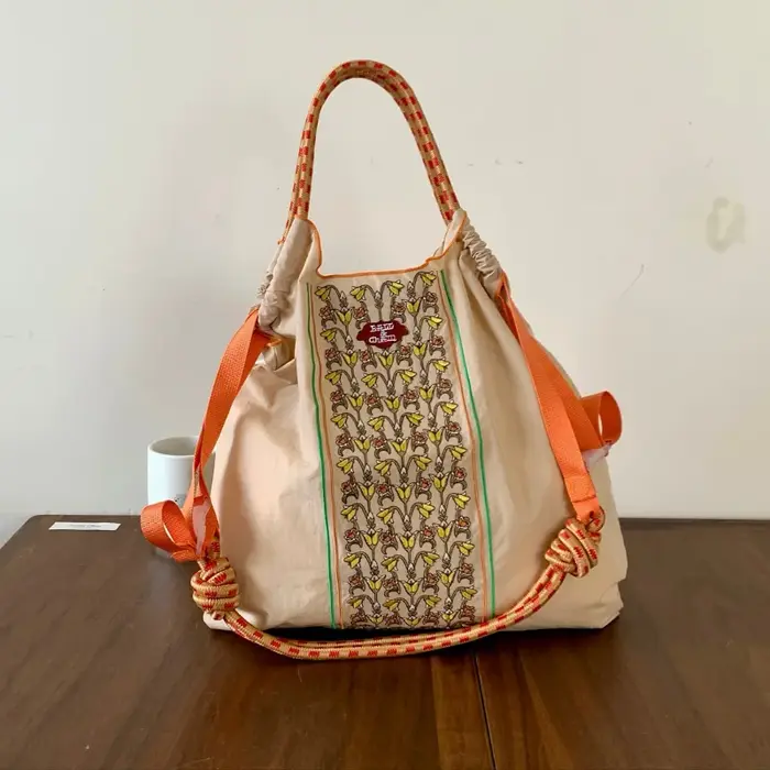 Sac à bandoulière brodé de style bohème, sac fourre-tout de grande capacité, sac pour femme, sac de