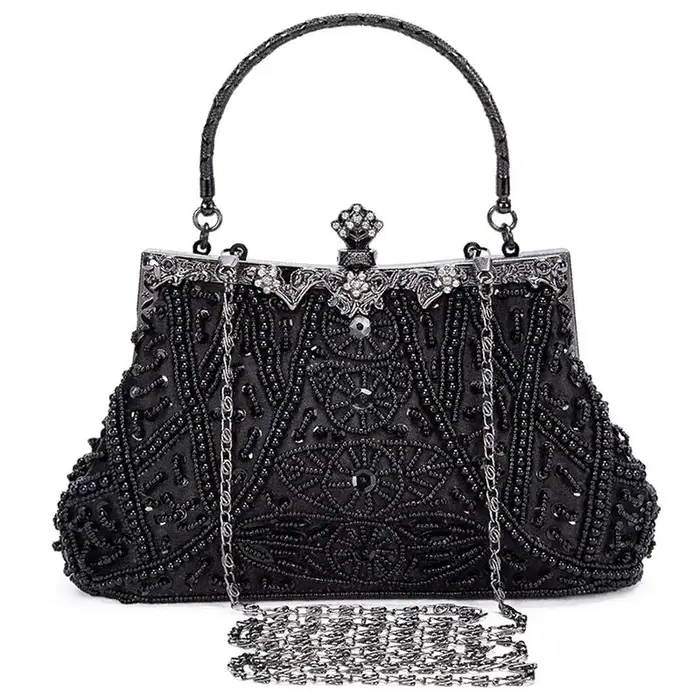 Sac à main de soirée bleu foncé vintage pour femmes