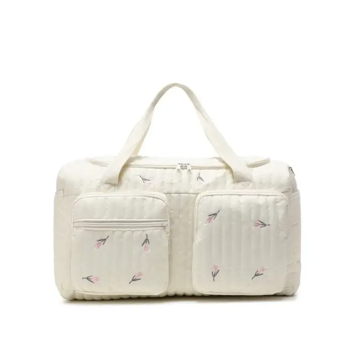 Sac fourre-tout brodé grande capacité pour couches, organisateur matelassé en coton, sac à langer mi
