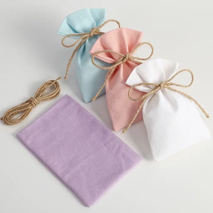 Sacs cadeaux en lin et coton avec Logo imprimé personnalisé