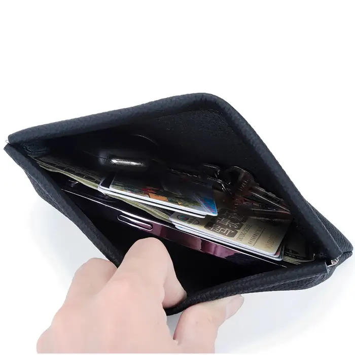 Pochette à pince en cuir véritable pour femme