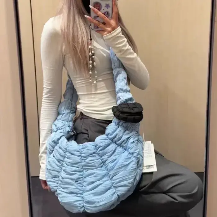 Hobos sac croisé Y2k mode décontracté plissé nuage sac à bandoulière unique grande capacité fourre-tout coréen populaire sac diagonale croix