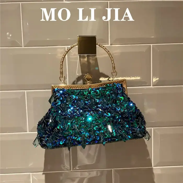 Vintage perles argent sac à main sac