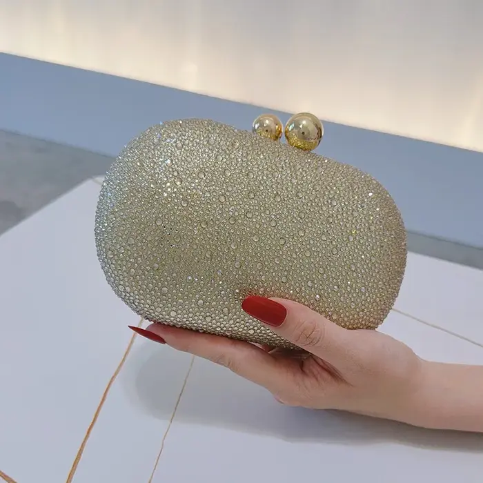Nouveau Sac de Soirée 2026 en Forme d'Œuf d'Oie Doré Diamanté pour Femme