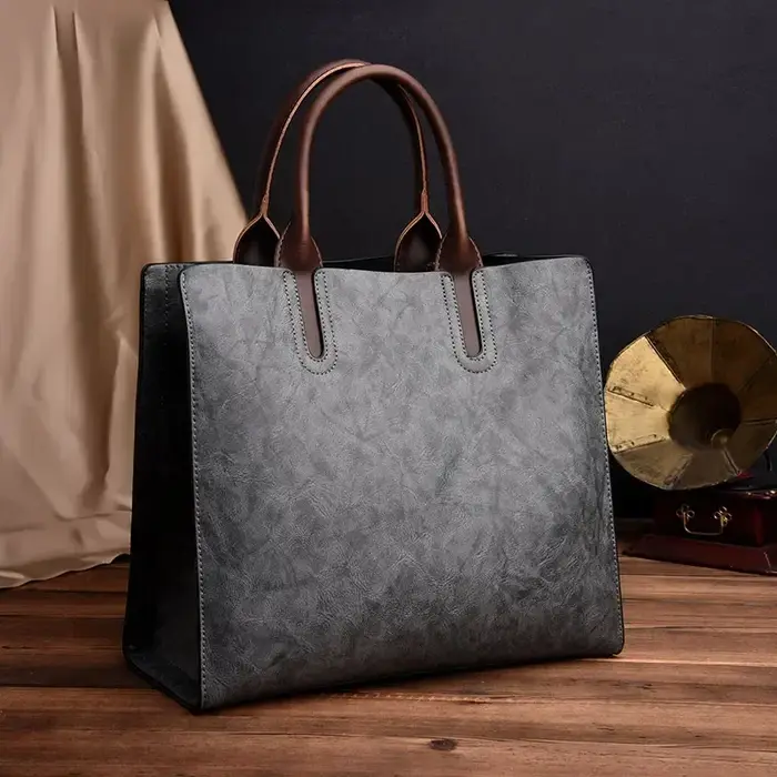 Vintage huile peau cuir grand fourre-tout décontracté femmes sacs de haute qualité
