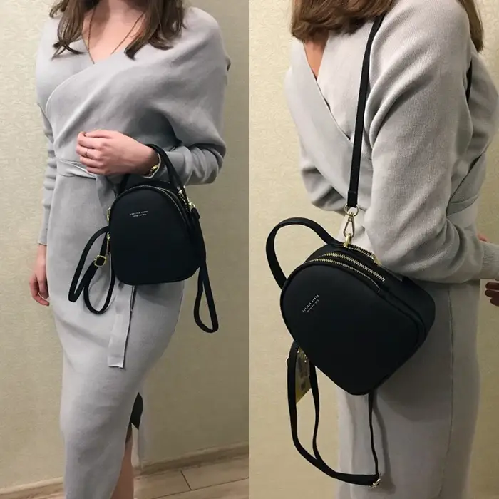 Sac à dos pour femme, petit sac carré en cuir PU