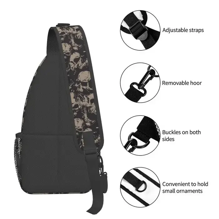 Sac à bandoulière squelette gothique crâne effrayant