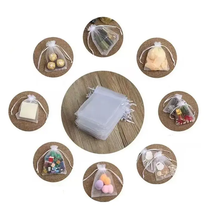 100 sacs en organza - Couleurs assorties 9x7cm (3.54''x 2.75'') - Pochette