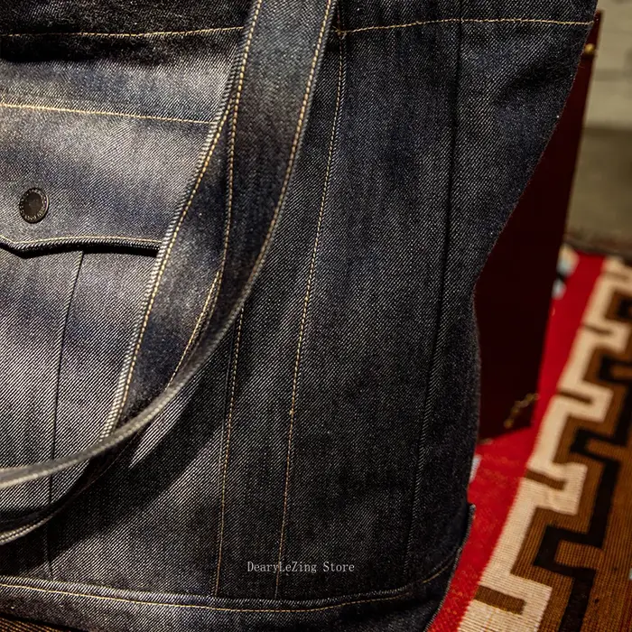 Sac fourre-tout en Denim à lisière Tornado rouge