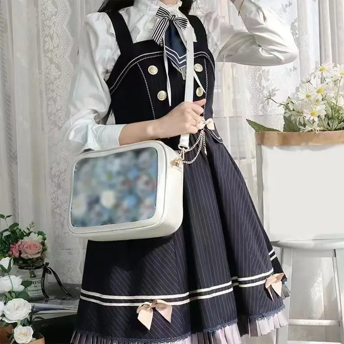 Sac bandoulière transparent carré pour femme avec affichage de badges