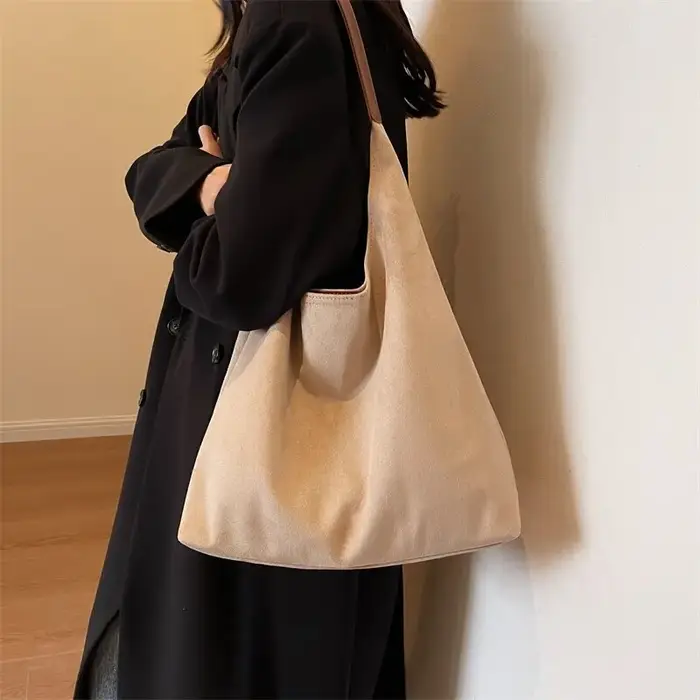 Sac à main rétro en faux daim givré pour femme