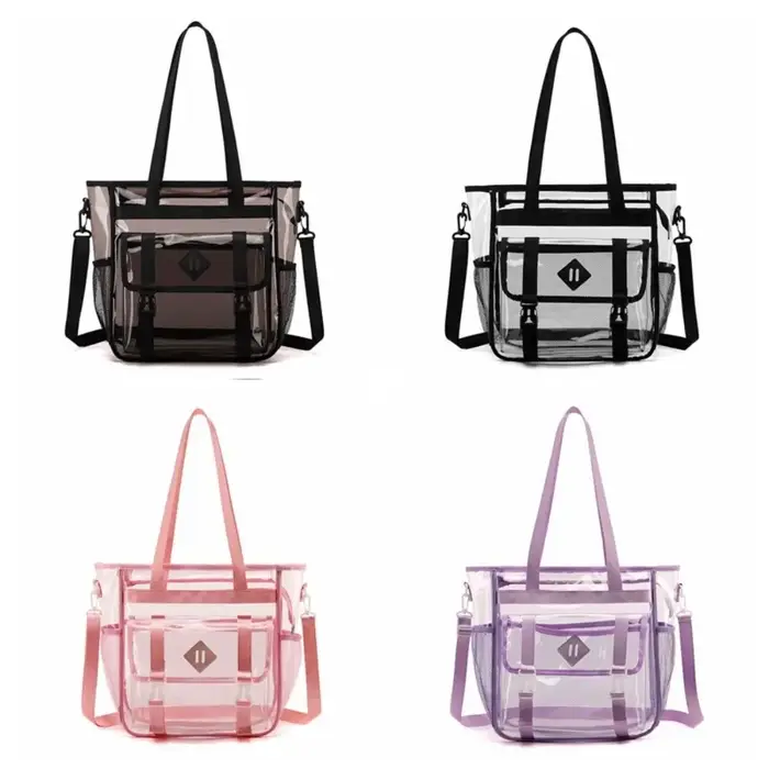 Sac à main de plage transparent couleur bonbon