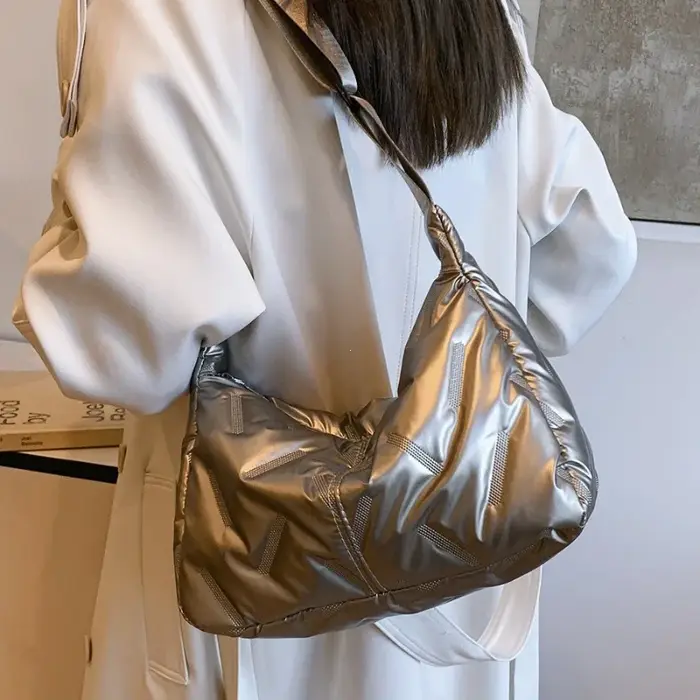 Sac à main en Nylon léger argenté pour filles