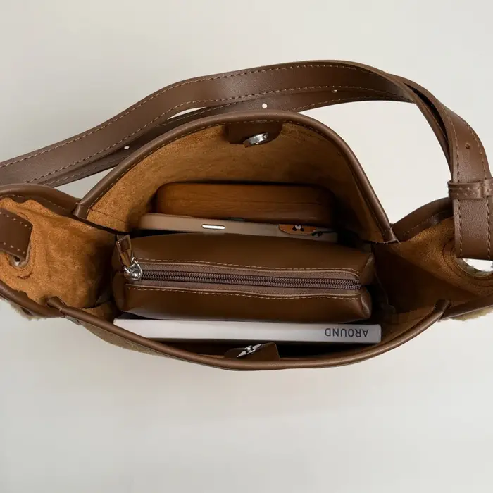 2025 hiver agneau laine sac à main femmes sac grande capacité 2 ensemble fourre-tout Vintage décontracté seau sac à bandoulière Faux daim femme bolsa
