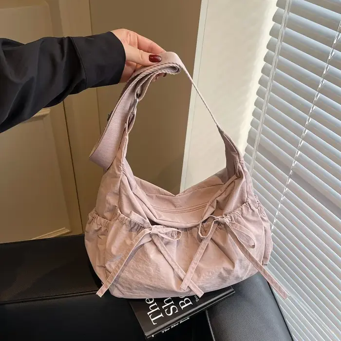 Sacs à bandoulière de grande capacité pour femmes, sac à bandoulière plissé en Nylon léger, sac Hobo