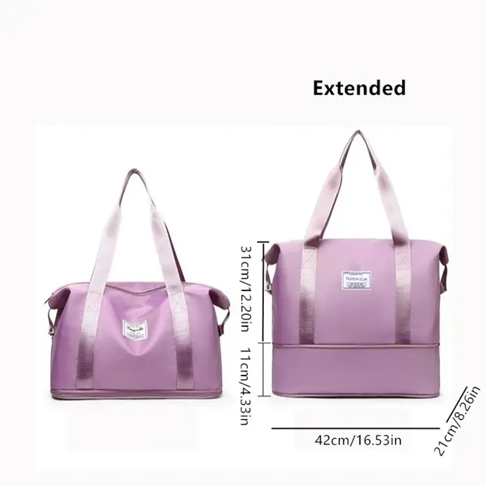 Sac de voyage double couche pliable et à la mode promotionnel ; Sac à main multifonctionnel organisateur de sac à bagages ; Sac de maternité extensible portable léger ; Sac de sport unisexe de séparat