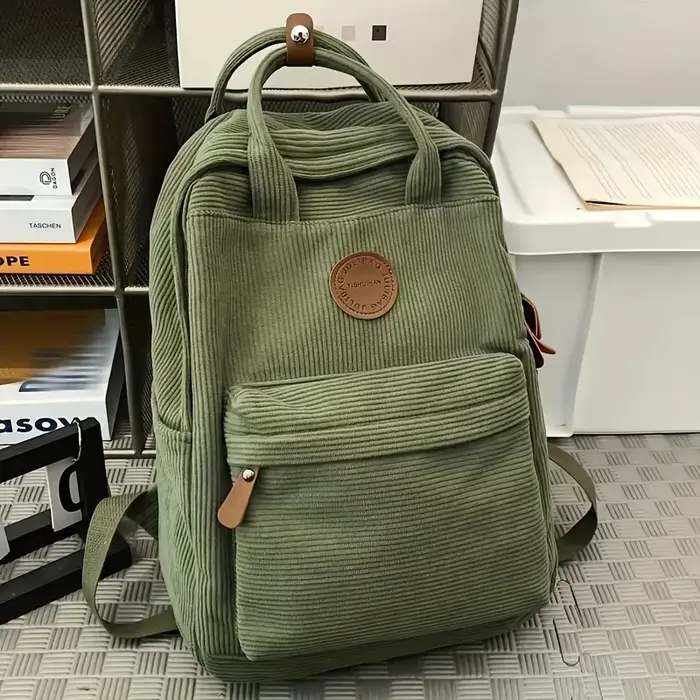 Sac à dos décontracté en velours côtelé pour adolescents