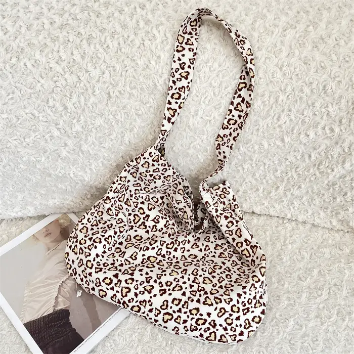 Sac à bandoulière en toile léopard rétro artistique pour femmes, sacs à bandoulière de grande capaci
