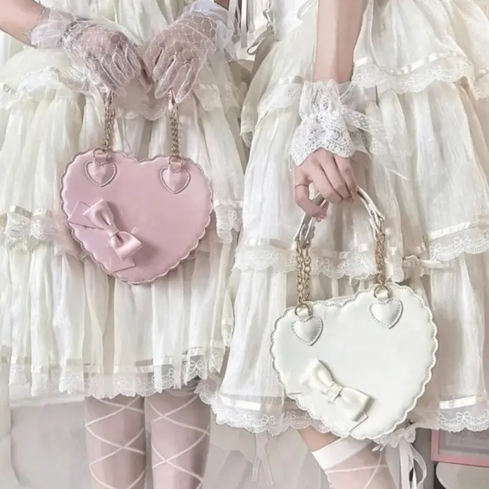 Sacs à main Lolita en forme de cœur en PU pour filles