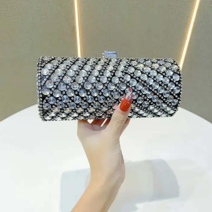 Nouveau Sac de Soirée Transfrontalier pour Femme, Sac à Main Entièrement Orné de Diamants, Sac de Cérémonie, Sac Baguette, Sac de Banquet pour Femme