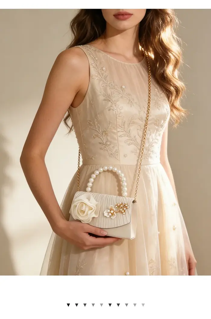 Pochette de soirée à fleurs en perles