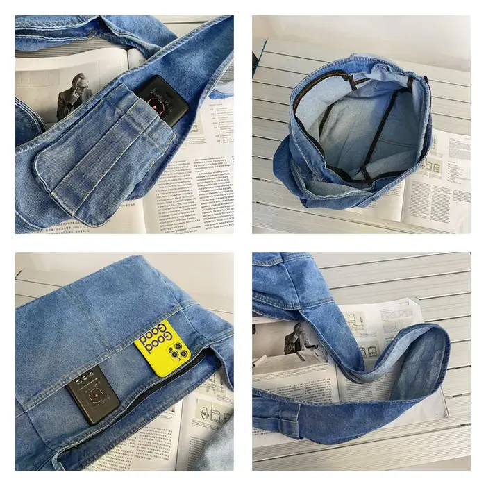 Sac à main en denim réutilisable pour femme