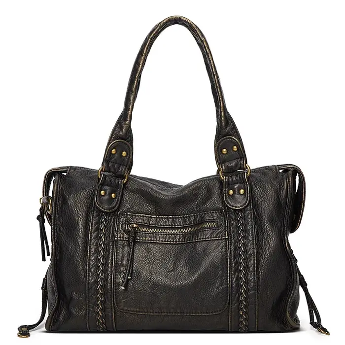 SHELKSBAG femmes sac de ville Vintage Antique Bronze PU bandoulière fourre-tout sacs grande capacité