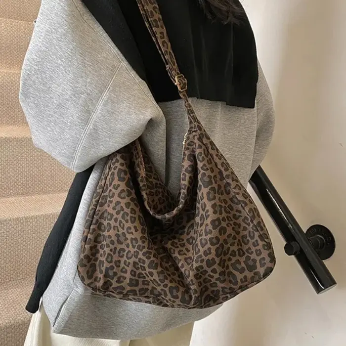 Sac fourre-tout tendance imprimé léopard pour femmes