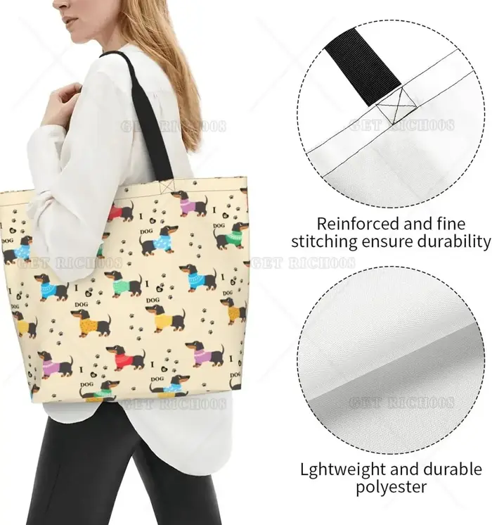 Sac fourre-tout chien teckel pour femme