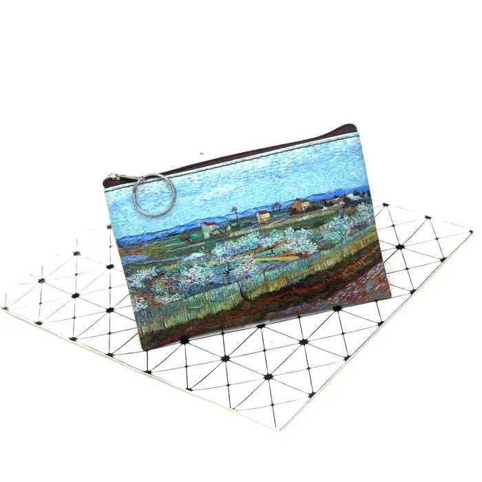 Sac à cosmétiques en toile de peinture à l'huile vintage, Van Gogh Art, tournesol, étoile, lune, nuit, poudres de maquillage, porte-monnaie de voyage, portefeuille