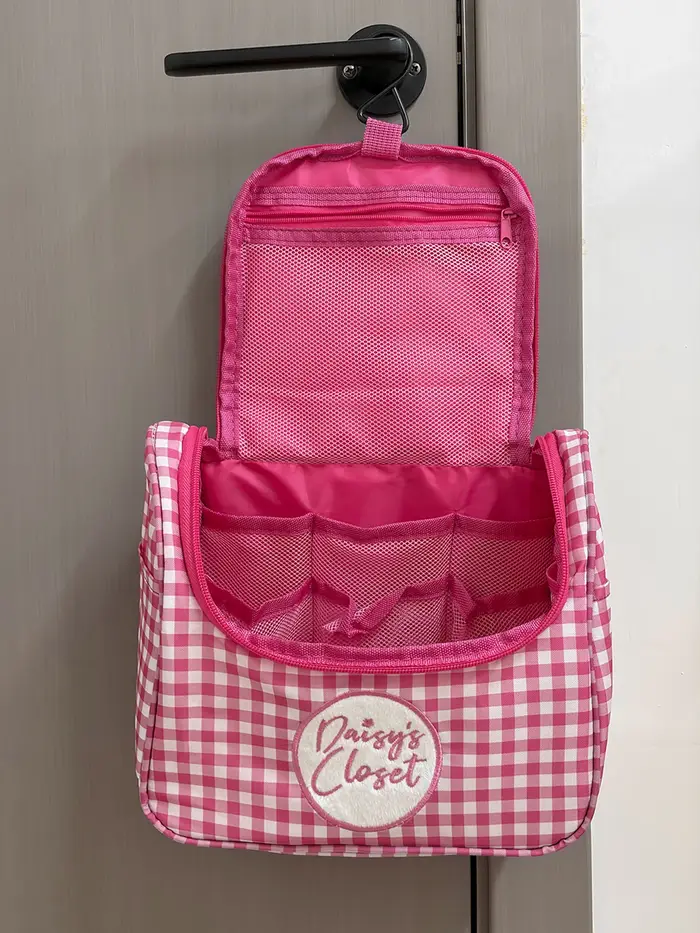 Pochette de maquillage Airfriend à motif quadrillé, sac de voyage matelassé pour organiser les cosmétiques, trousse de toilette de luxe pour femmes, vente en gros