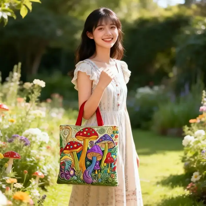 Sac fourre-tout matelassé vintage tendance avec motifs imprimés en 3D