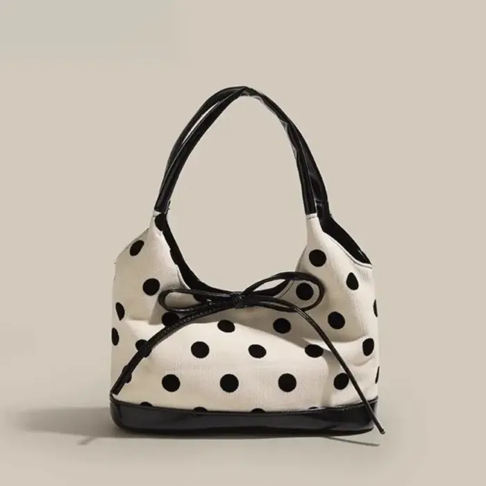 JIAERDI rétro point rouge sac à main femmes polyvalent arc grande capacité décontracté sacs à bandoulière dames doux mignon sous les bras sac esthétique