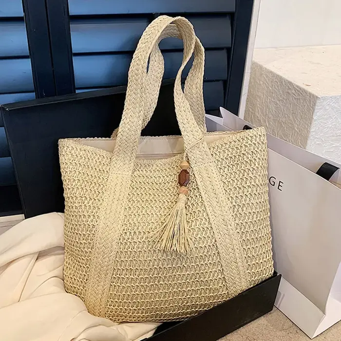 Sac à main en paille tissé pour femmes