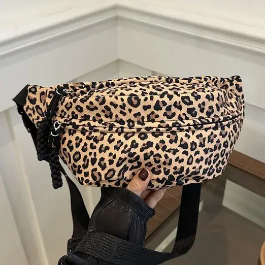 Sac banane imprimé léopard, sac banane décontracté à bandoulière avec sangle réglable, sac de poitri
