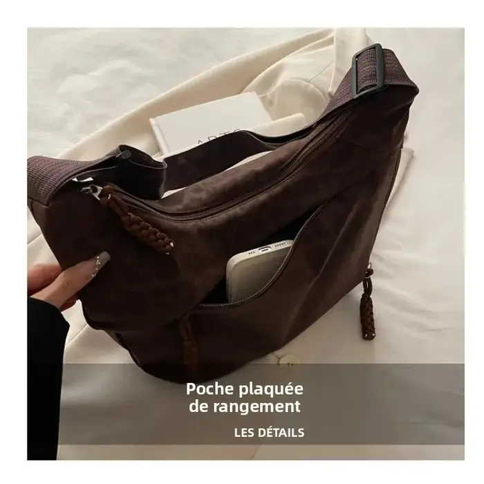 Sac à bandoulière en daim imprimé léopard pour femme 2026 – Grande capacité