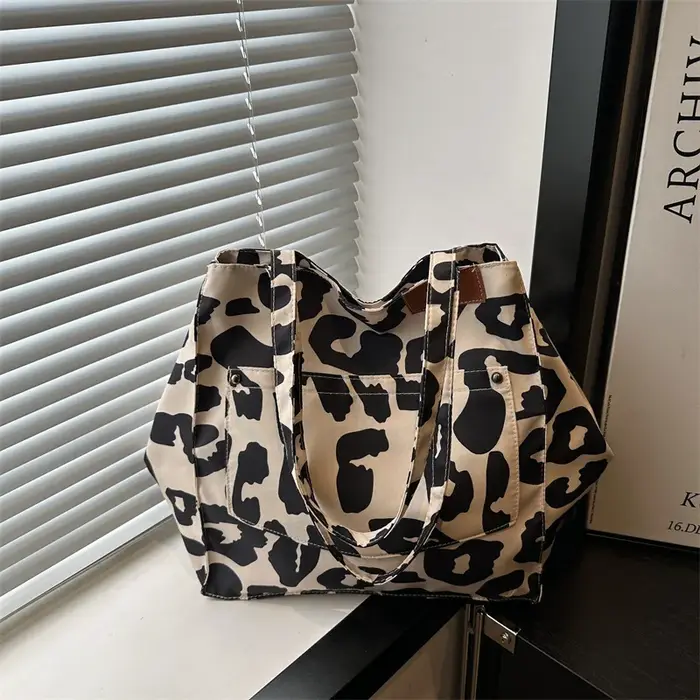 Sacs fourre-tout Vintage imprimé léopard de grande capacité pour femmes, sac de Shopping Portable à 