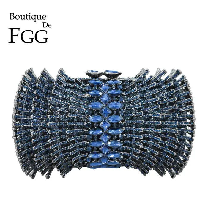 Pochette en cristal bleu marine pour femme