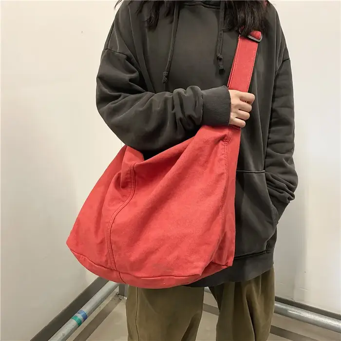 Grand sac à bandoulière en toile pour femmes