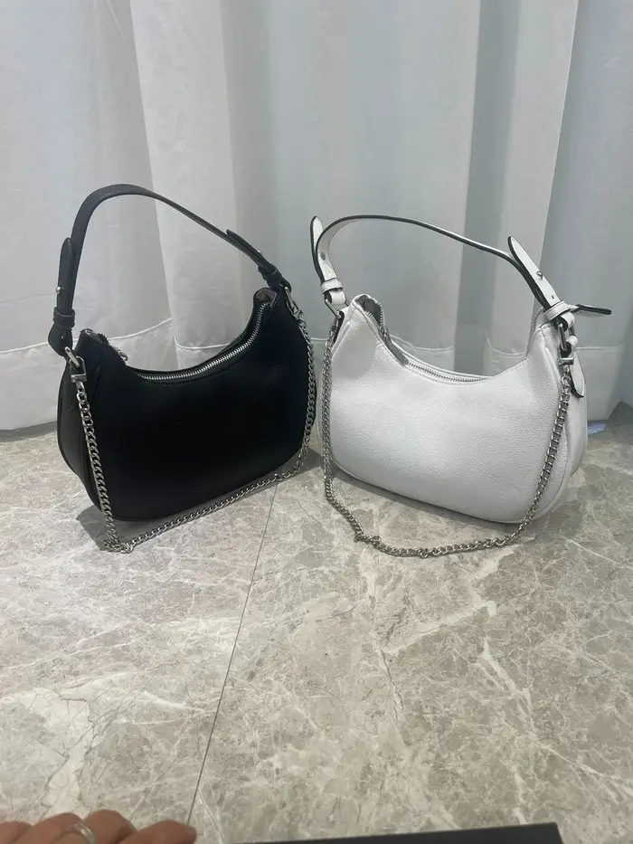 Sac à bandoulière décontracté en cuir synthétique pour femme, style français, avec chaîne délicate e