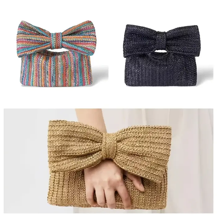 Sac de plage bohème en paille tressée pour femme