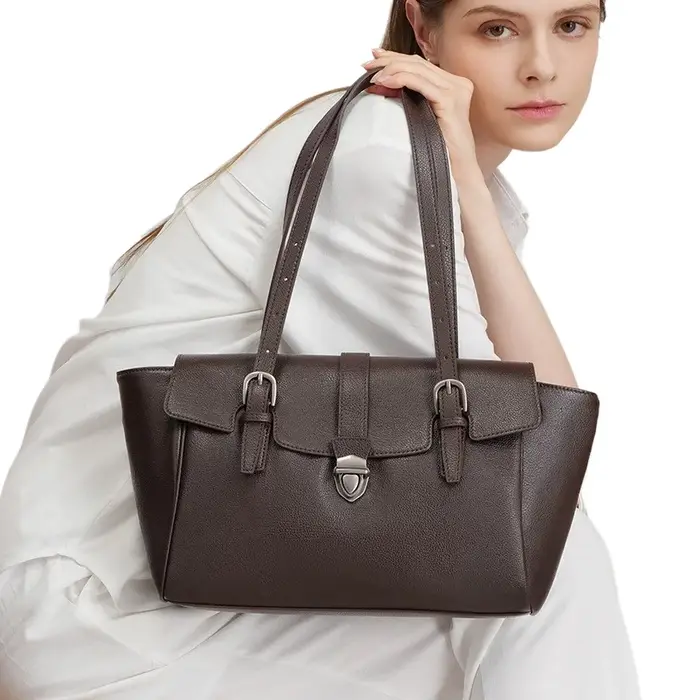 Sac fourre-tout en cuir véritable pour femme