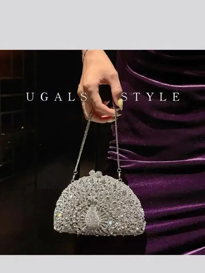 Sac à main de luxe en métal pour femmes, pochette de Banquet pour fête de mariage, strass en cristal