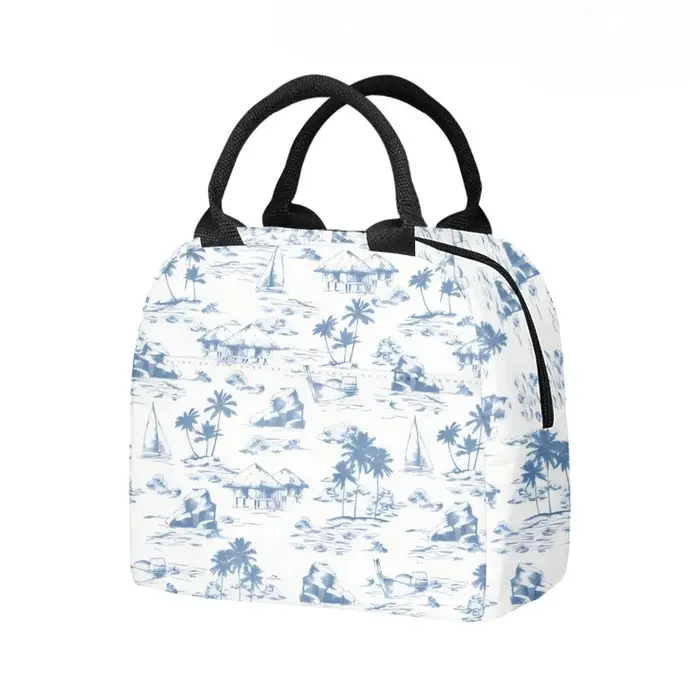 Palmiers plage surf sac à déjeuner isolé poche latérale étanche réutilisable bureau conception facile à nettoyer pour le travail école pique-niques