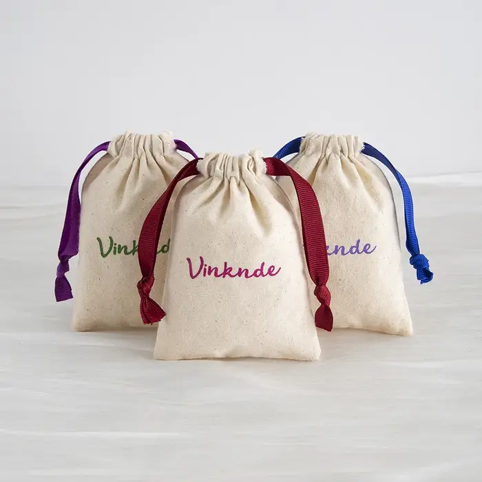 Sac en mousseline de coton biologique imprimé avec Logo personnalisé écologique
