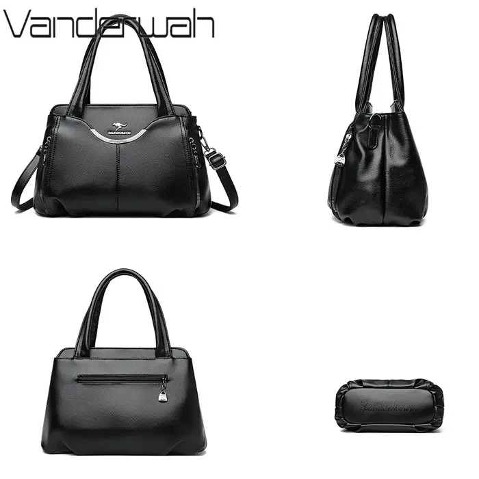 VANDERWAH nouveau Multi poche femmes Sac à main de haute qualité en cuir PU souple femme Sac à bando