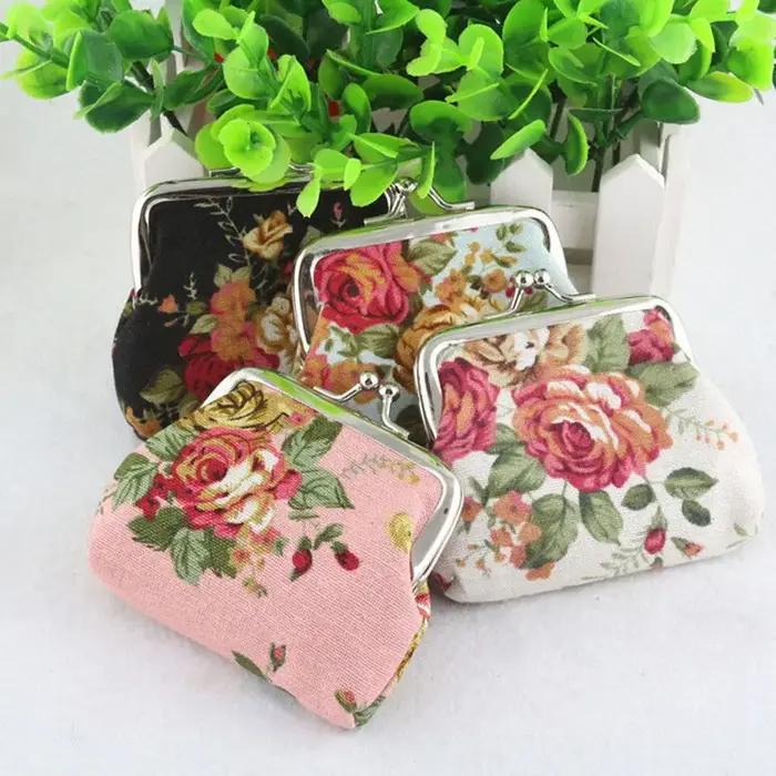 Floral Lady Mini moraillon rétro pochette porte-monnaie petit portefeuille porte-carte de crédit